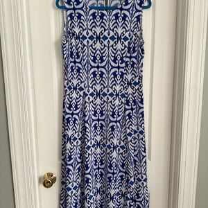 Julian Taylor Blue and White Abstract Dress